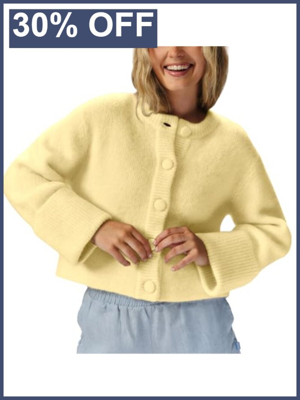 Womens Crop Knit Cardigan Lightweight Casual Button Sweater Jacket